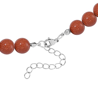 Golden Sandstone and Multi Gemstone 300.00 ctw Beaded Necklace in Stainless Steel 18-20 Inches