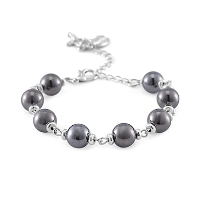 Terahertz 60.00 ctw Beaded Rosary Bracelet in Silvertone and Stainless Steel (7.0-9.0In)
