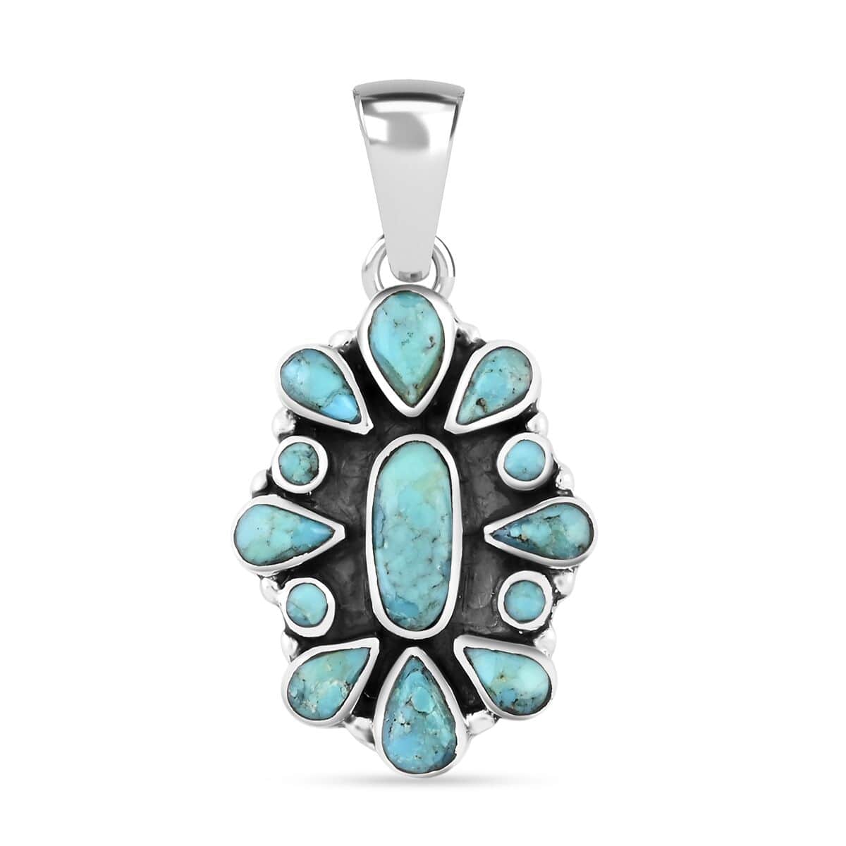 Santa Fe Style Kingman Turquoise Pendant in Sterling Silver 5.90 ctw image number 0
