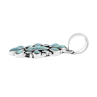 Santa Fe Style Kingman Turquoise Pendant without Chain in Sterling Silver 5.90 ctw