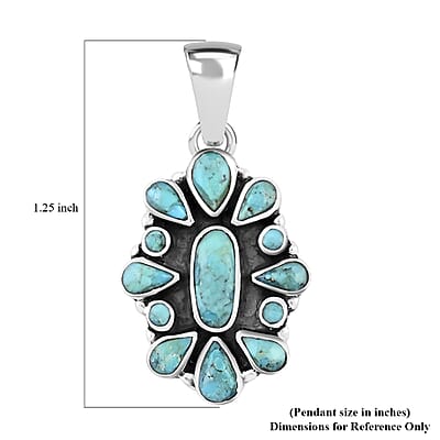 Santa Fe Style Kingman Turquoise Pendant without Chain in Sterling Silver 5.90 ctw