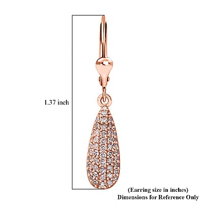 Natural Pink Diamond I3 0.50 ctw Drop Earrings in 18K Vermeil Rose Gold Over Sterling Silver