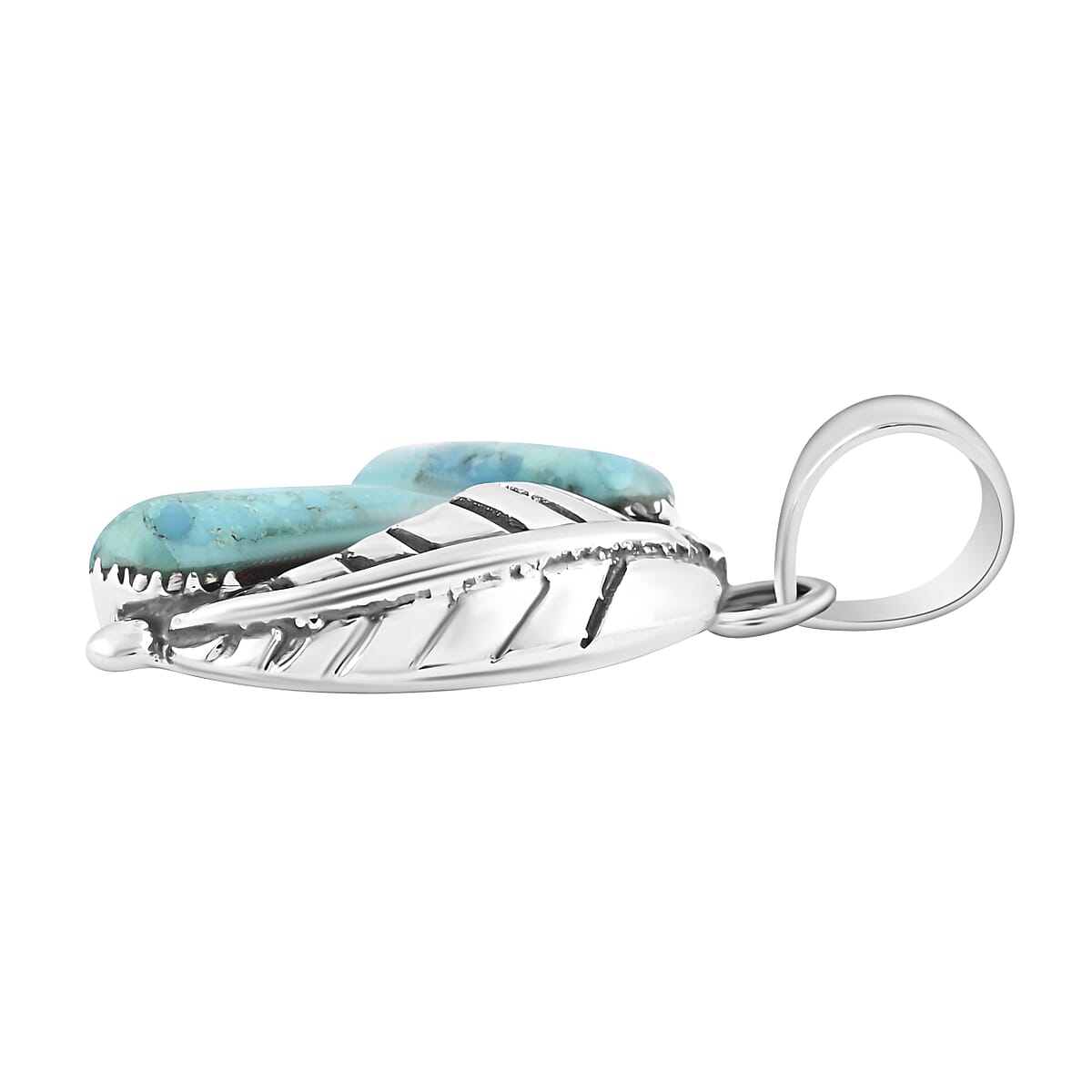 Santa Fe Style Turquoise Pendant in Sterling Silver 5.90 ctw image number 3