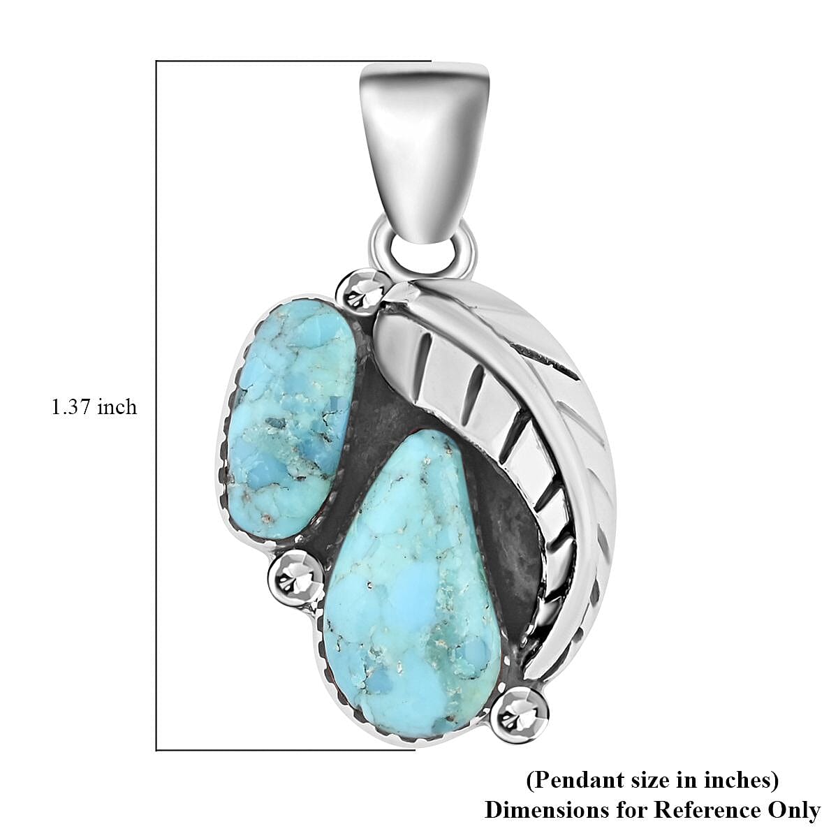 Santa Fe Style Turquoise Pendant in Sterling Silver 5.90 ctw image number 4