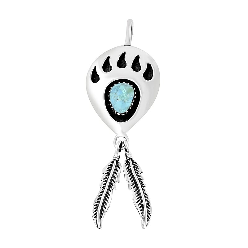 Santa Fe Style Turquoise Pendant without Chain in Sterling Silver 4.00 ctw