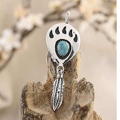 Santa Fe Style Turquoise Pendant without Chain in Sterling Silver 4.00 ctw