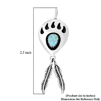 Santa Fe Style Turquoise Pendant without Chain in Sterling Silver 4.00 ctw
