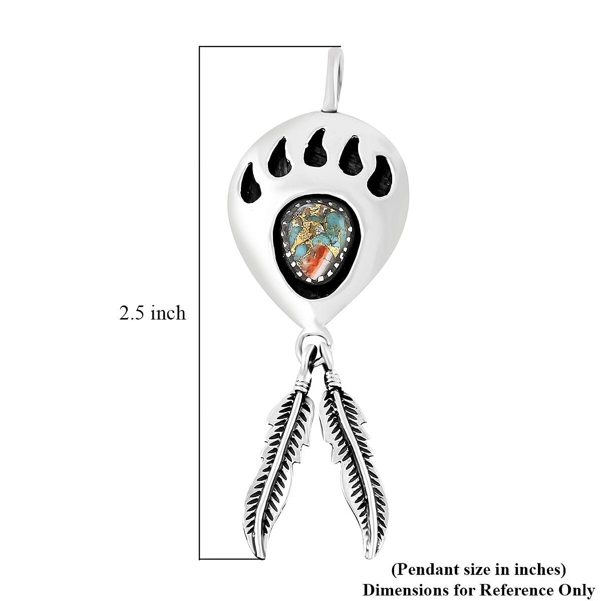 Santa Fe Style Spiny Turquoise Pendant in Sterling Silver 4.00 ctw image number 4