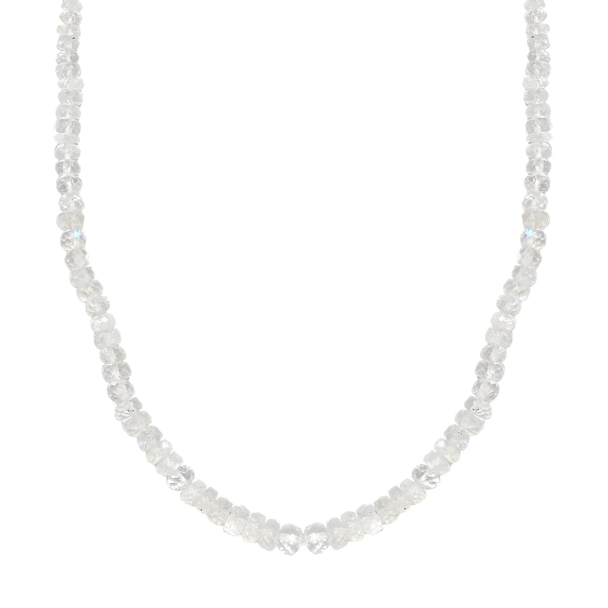 AAA Moon Glow Moonstone Beaded Necklace 18-20 Inches in Rhodium Over Sterling Silver 81.40 ctw image number 0