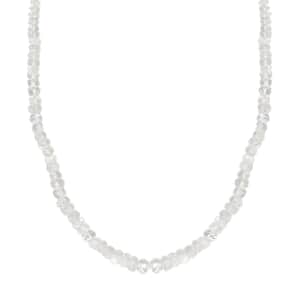 AAA Moon Glow Moonstone Beaded Necklace 18-20 Inches in Rhodium Over Sterling Silver 81.40 ctw