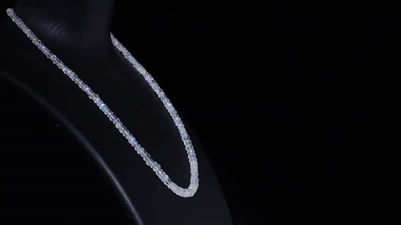 AAA Moon Glow Moonstone Beaded Necklace 18-20 Inches in Rhodium Over Sterling Silver 81.40 ctw