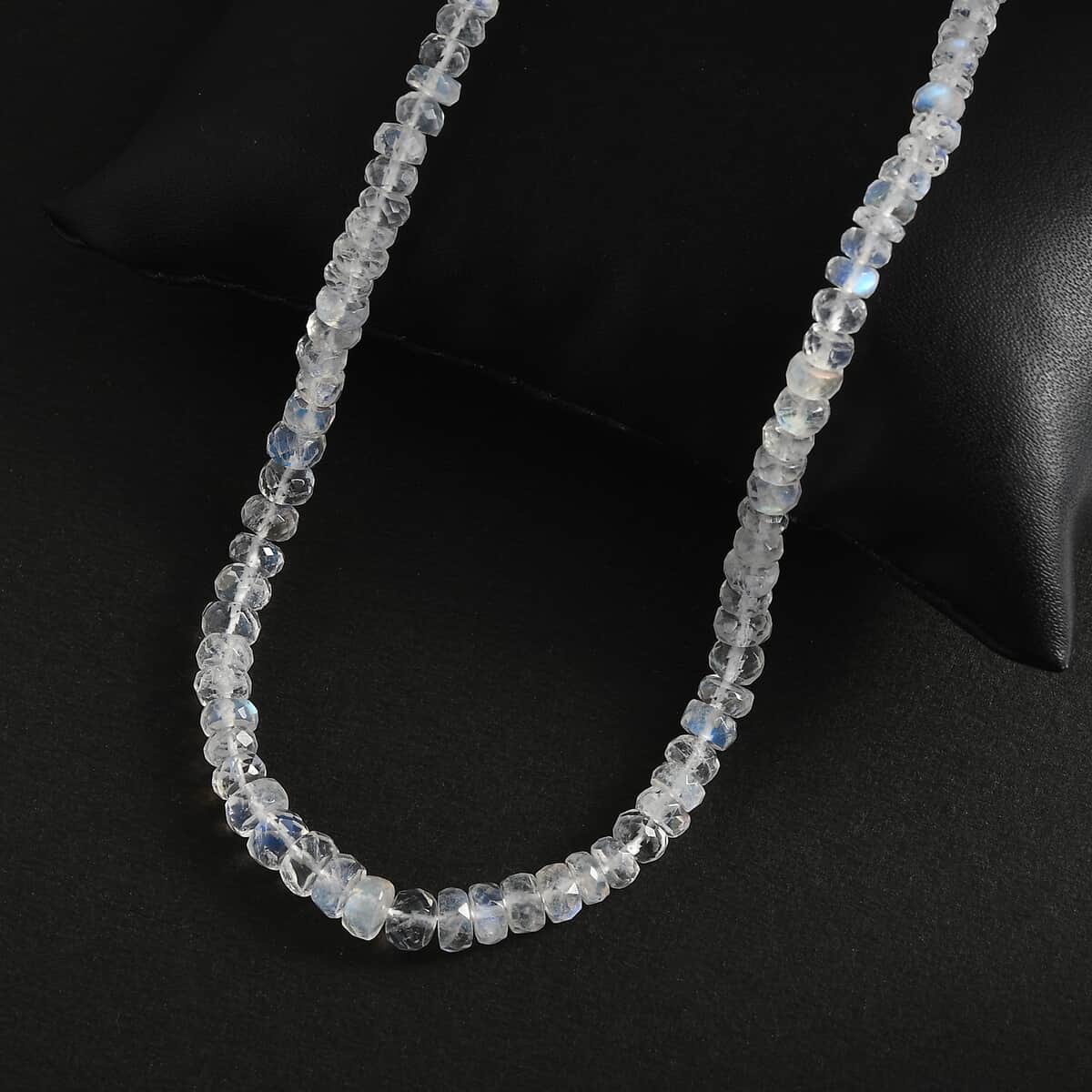 AAA Moon Glow Moonstone Beaded Necklace 18-20 Inches in Rhodium Over Sterling Silver 81.40 ctw image number 1