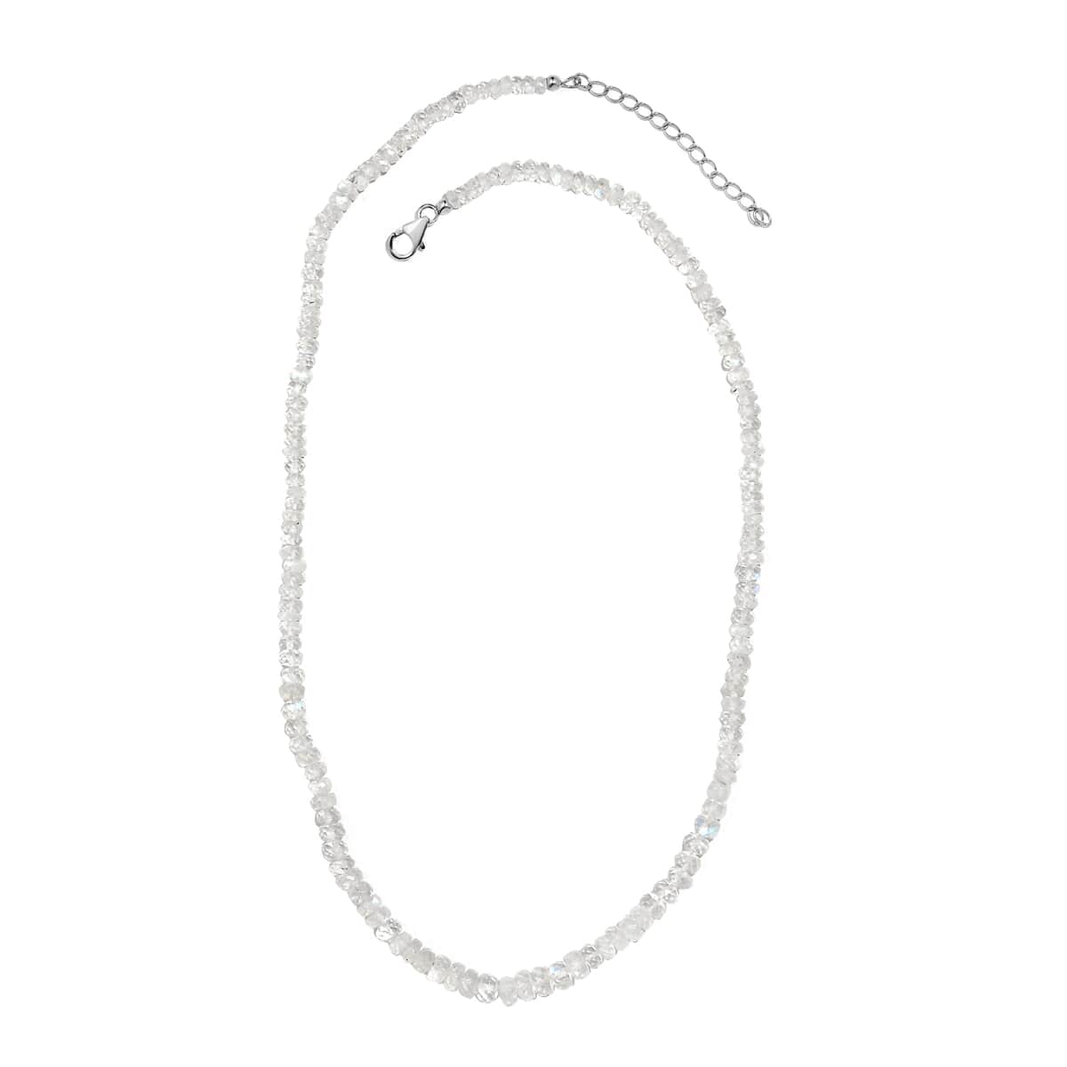 AAA Moon Glow Moonstone Beaded Necklace 18-20 Inches in Rhodium Over Sterling Silver 81.40 ctw image number 3