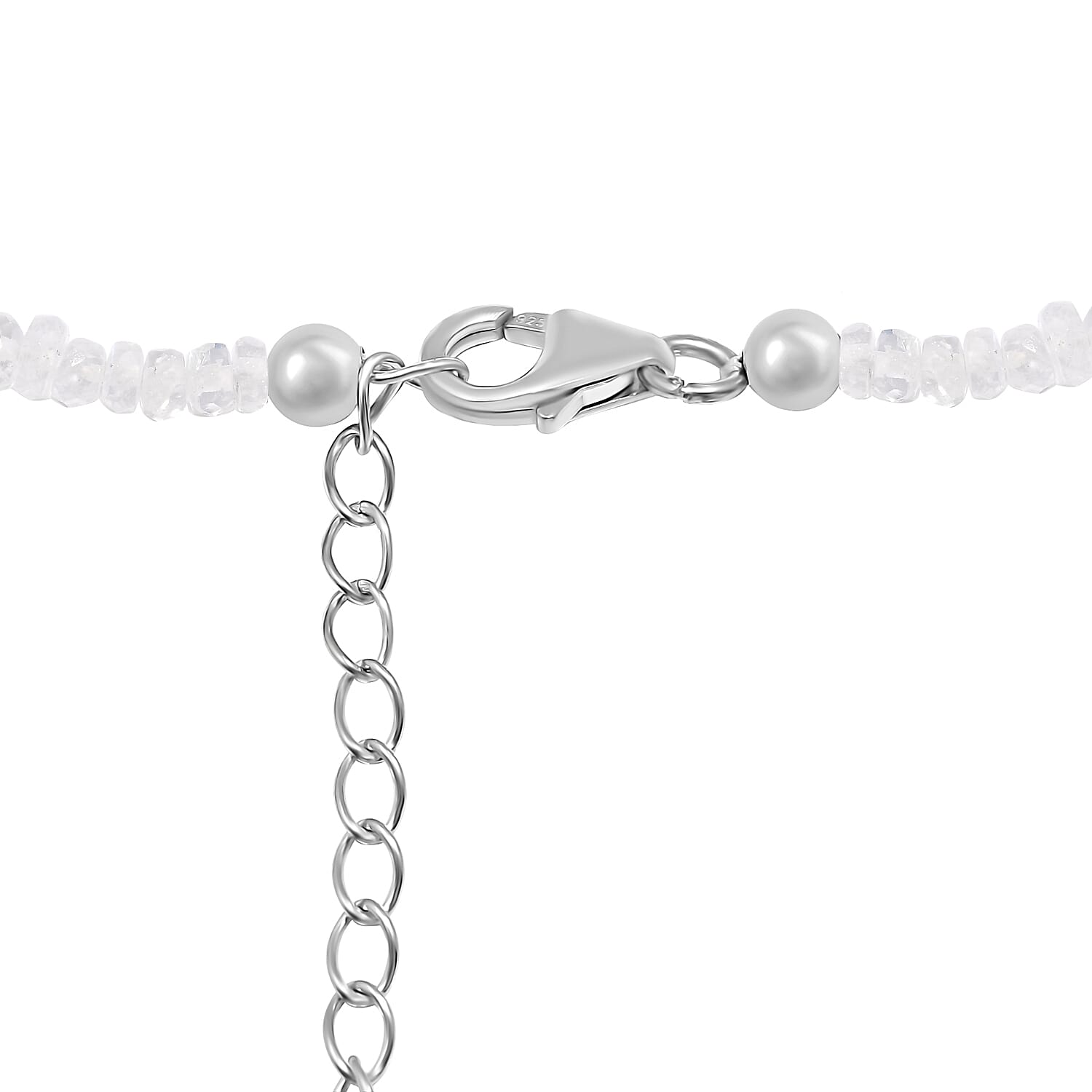 AAA Moon Glow Moonstone Beaded Necklace 18-20 Inches in Rhodium Over Sterling Silver 81.40 ctw