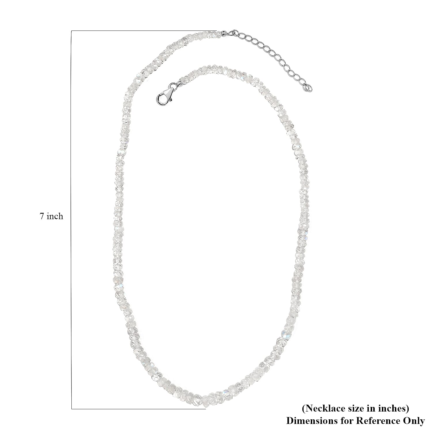 AAA Moon Glow Moonstone Beaded Necklace 18-20 Inches in Rhodium Over Sterling Silver 81.40 ctw
