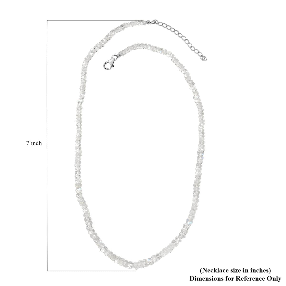 AAA Moon Glow Moonstone Beaded Necklace 18-20 Inches in Rhodium Over Sterling Silver 81.40 ctw image number 5