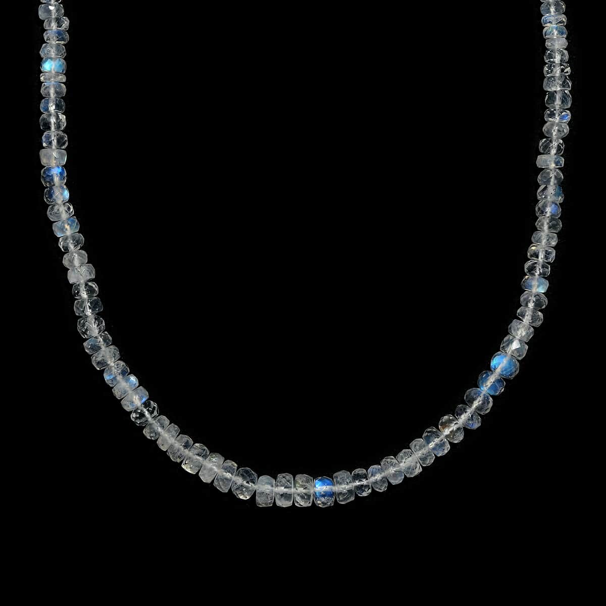 AAA Moon Glow Moonstone Beaded Necklace 18-20 Inches in Rhodium Over Sterling Silver 81.40 ctw image number 6