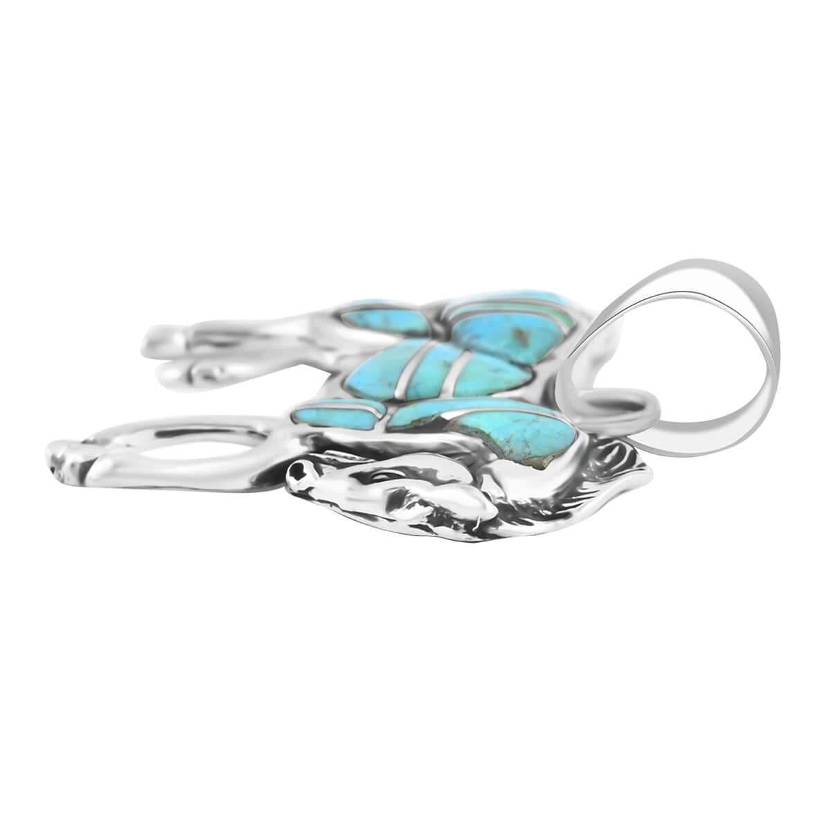 Santa Fe Style Turquoise Pendant in Sterling Silver 6.00 ctw image number 3