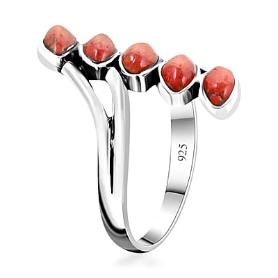 Santa Fe Style Red Coral Ring in Sterling Silver (Size 10.0)