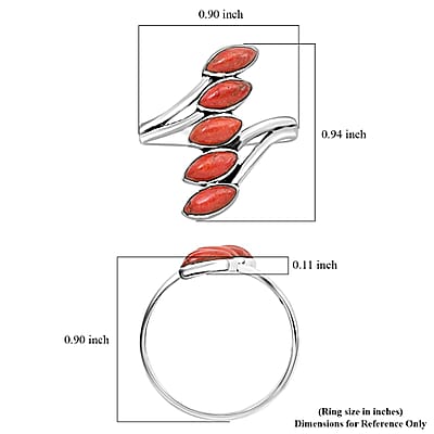 Santa Fe Style Red Coral Ring in Sterling Silver (Size 10.0)
