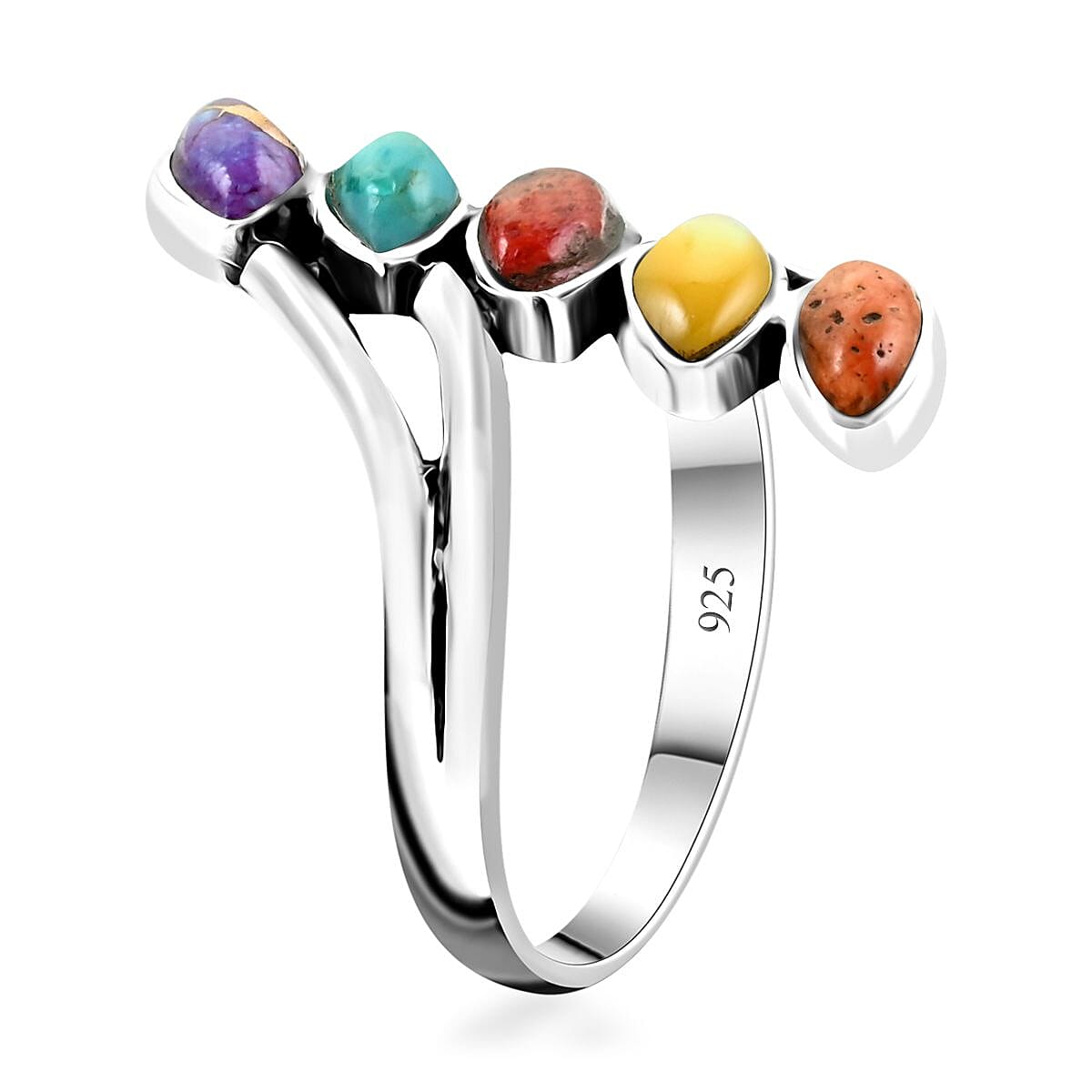 Santa Fe Style Multi Gemstone Ring in Sterling Silver (Size 8.0) 3.20 ctw image number 3