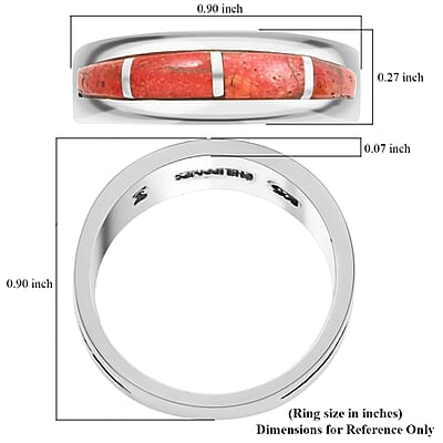 Santa Fe Style Red Coral Ring in Sterling Silver (Size 10.0)