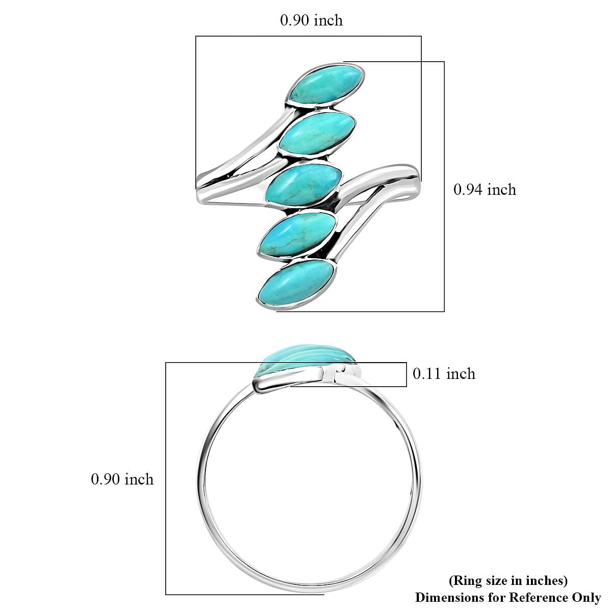 Santa Fe Style Kingman Turquoise Ring in Sterling Silver (Size 6.0) 3.70 ctw image number 4