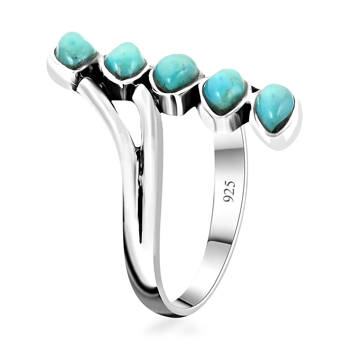 Santa Fe Style Kingman Turquoise Ring in Sterling Silver (Size 7.0) 3.70 ctw image number 3