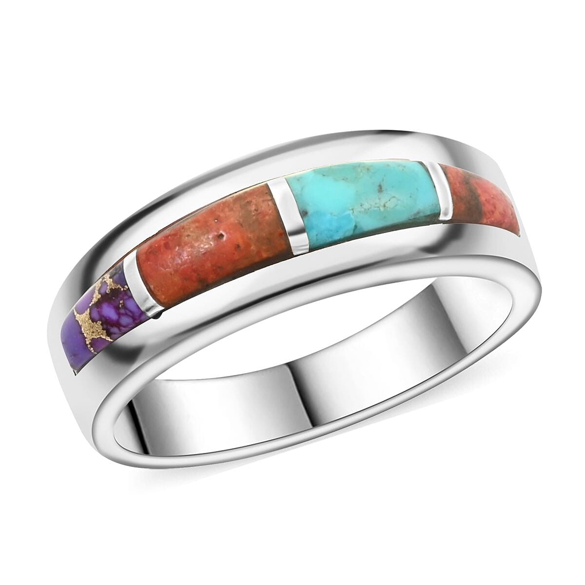 Santa Fe Style Multi Gemstone Ring in Sterling Silver (Size 9.0) 1.00 ctw image number 0