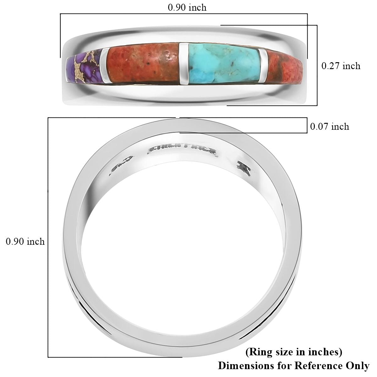 Santa Fe Style Multi Gemstone Ring in Sterling Silver (Size 9.0) 1.00 ctw image number 4
