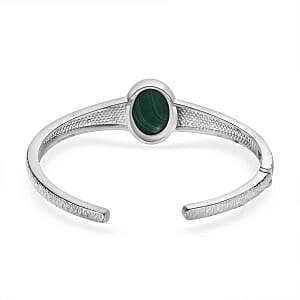 Malachite Cuff 18.00 ctw Bracelet in Stainless Steel (7.50 In)