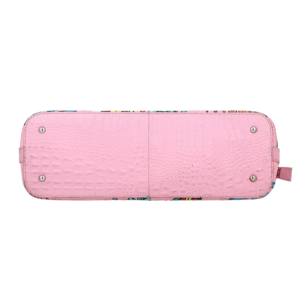 Sukriti Pink Butterfly Hand Painted Croco Embossed Genuine Leather Handbag With Adjustable Strap image number 7