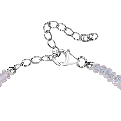 AAA Moon Glow Moonstone Beaded Bracelet in Rhodium Over Sterling Silver (7.25-9.25In) 31.45 ctw