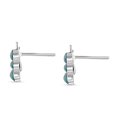 Santa Fe Style Spiny Turquoise Butterfly Earrings in Sterling Silver 0.65 ctw