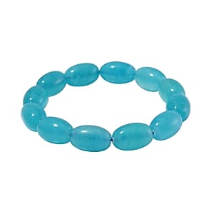 Tumble Shape Amazonite beads 150.00 ctw Bracelet in Silvertone (7.00 In)
