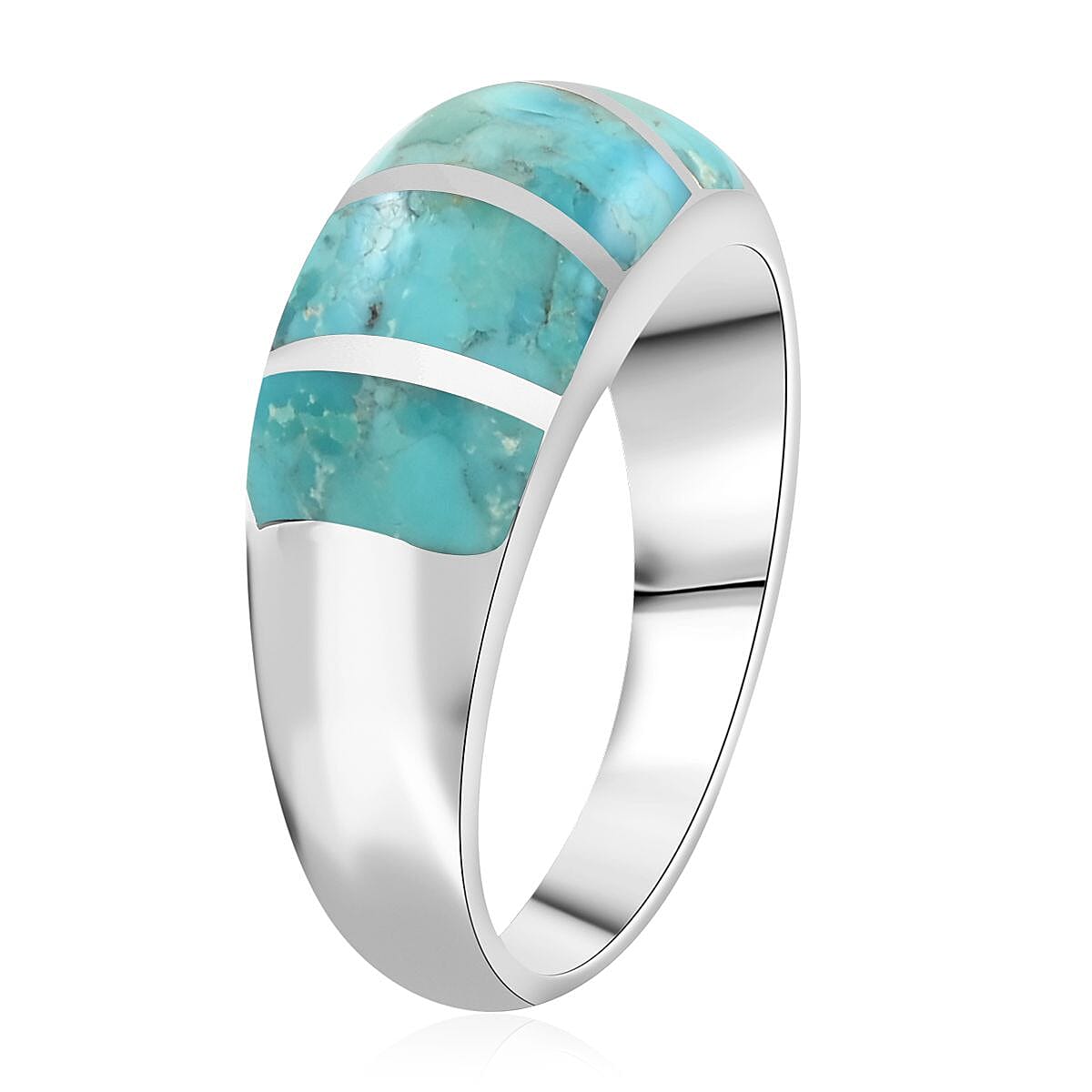 Santa Fe Style Kingman Turquoise Ring in Sterling Silver (Size 7.0) 1.25 ctw image number 3