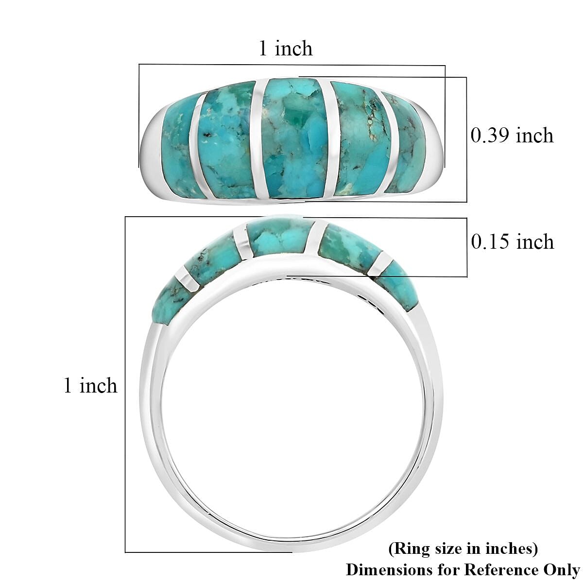 Santa Fe Style Kingman Turquoise Ring in Sterling Silver (Size 7.0) 1.25 ctw image number 4