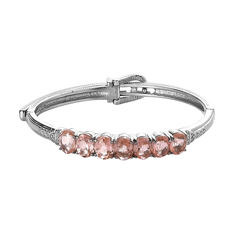 Morganique Quartz (Triplet) 9.40 ctw Bangle Bracelet in Stainless Steel (6.50 In)