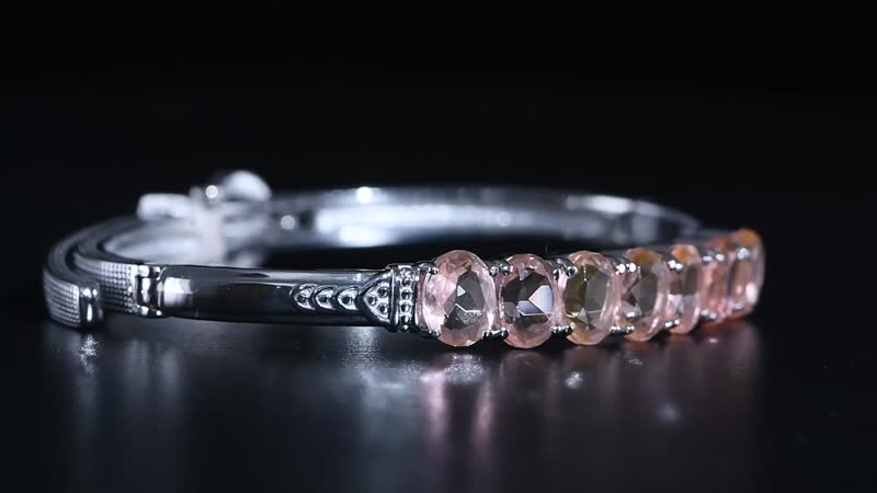 Morganique Quartz (Triplet) 9.40 ctw Bangle Bracelet in Stainless Steel (6.50 In)