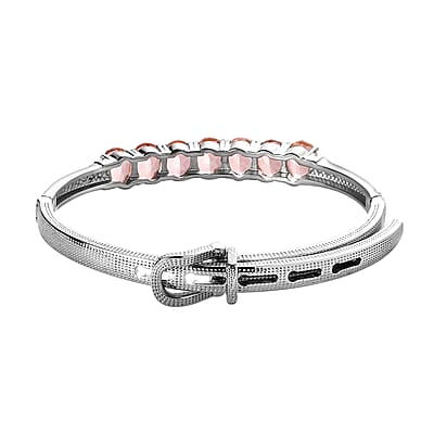 Morganique Quartz (Triplet) 9.40 ctw Bangle Bracelet in Stainless Steel (6.50 In)