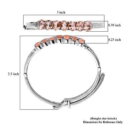 Morganique Quartz (Triplet) 9.40 ctw Bangle Bracelet in Stainless Steel (6.50 In)