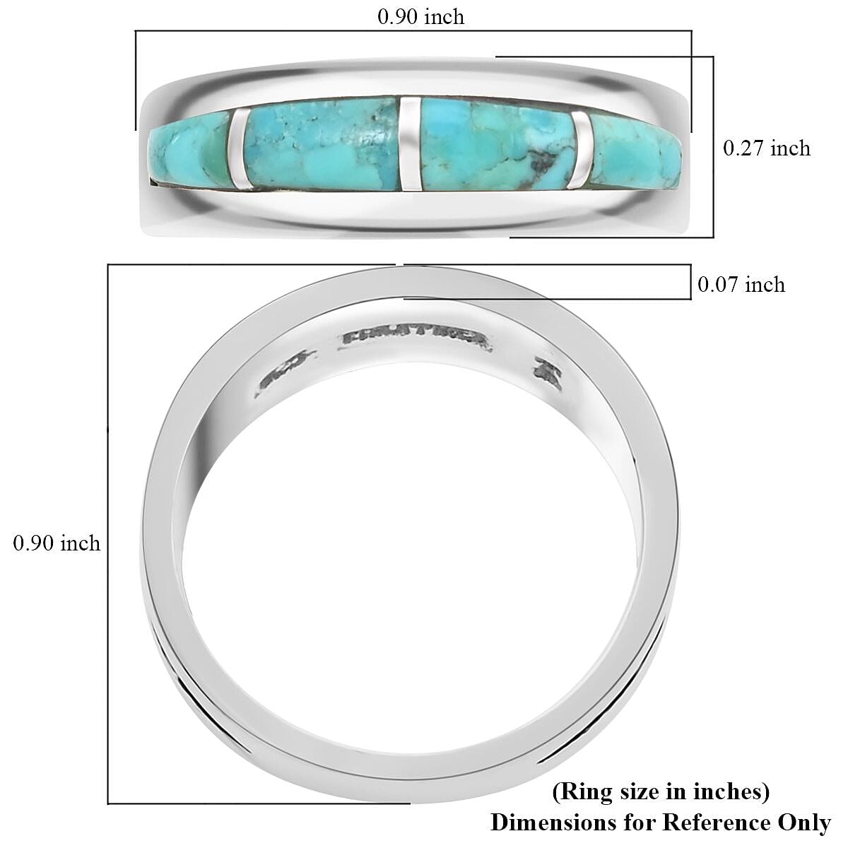 Santa Fe Style Kingman Turquoise Ring in Sterling Silver (Size 11.0) 1.00 ctw image number 4