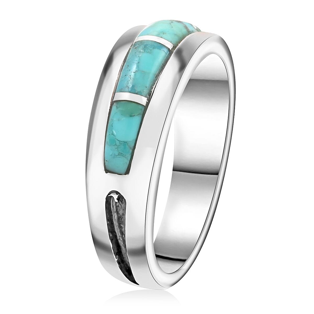 Santa Fe Style Kingman Turquoise Ring in Sterling Silver (Size 6.0) 1.00 ctw image number 3