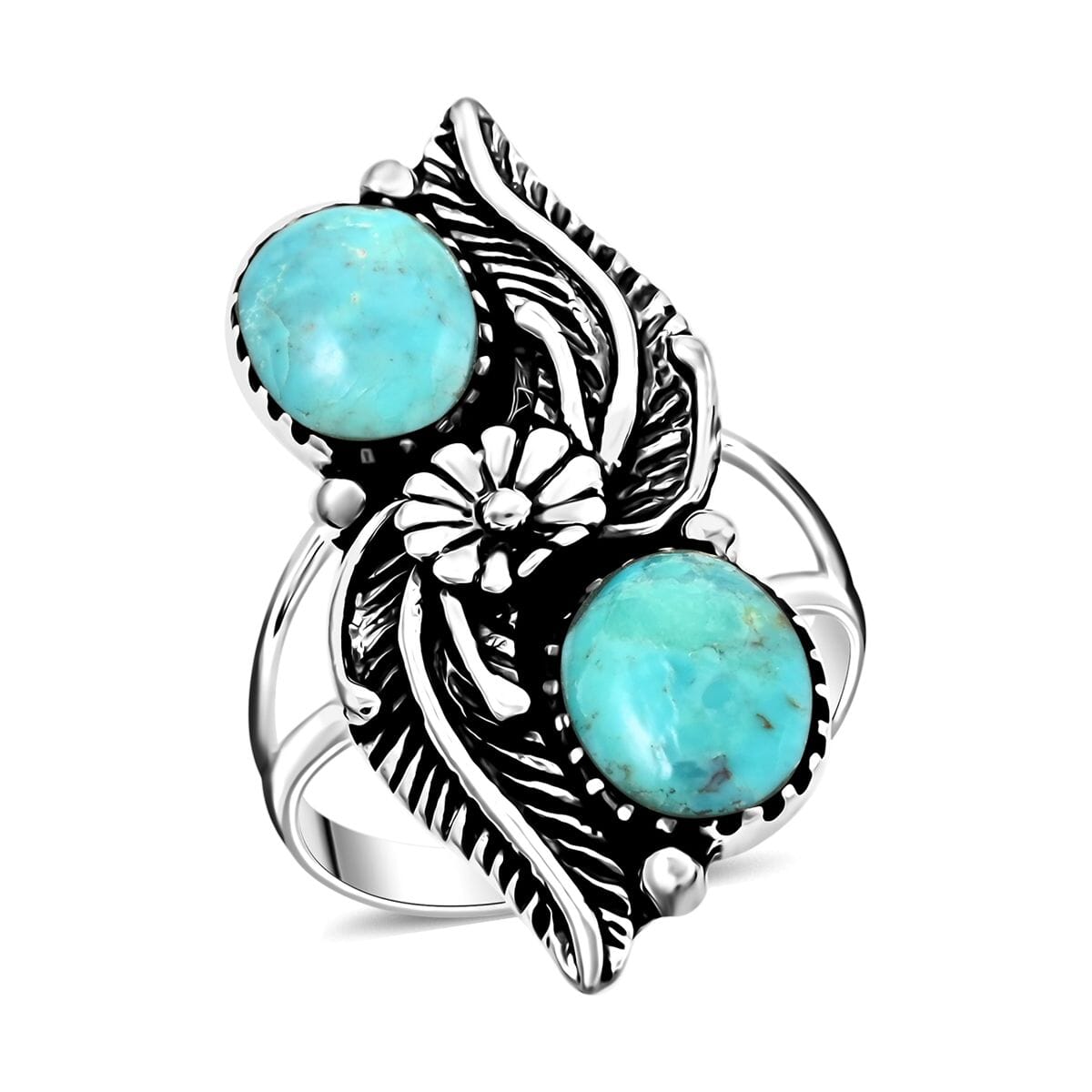 Santa Fe Style Kingman Turquoise Ring in Sterling Silver (Size 10.0) 2.50 ctw image number 0