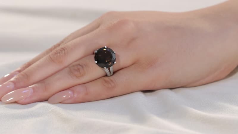 Brazilian Smoky Quartz Solitaire Ring in Stainless Steel (Size 10.0) 11.80 ctw