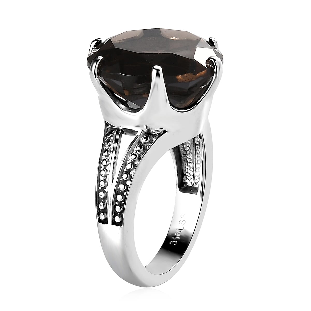 Brazilian Smoky Quartz 11.80 ctw Solitaire Ring in Stainless Steel (Size 10.0)