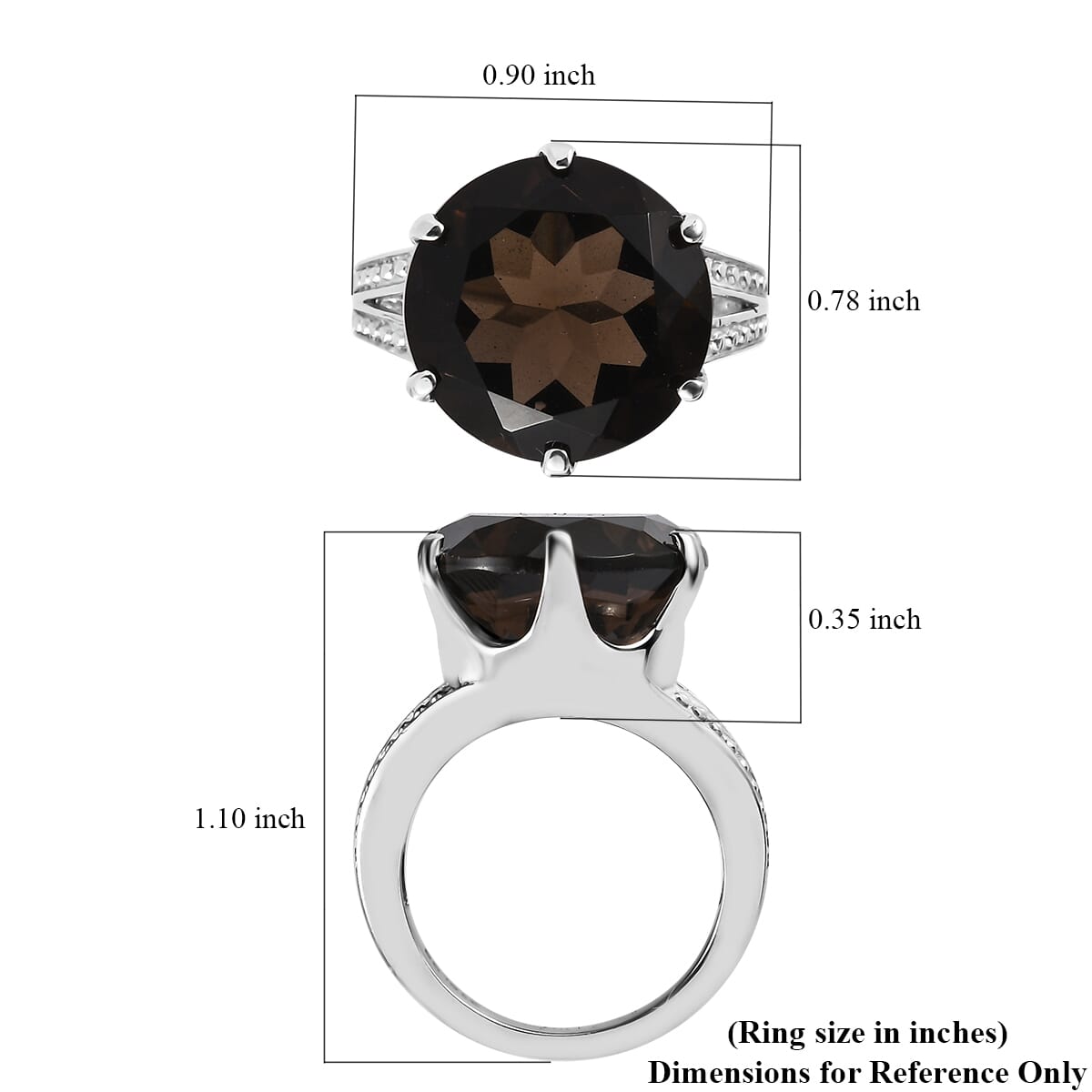 Brazilian Smoky Quartz 11.80 ctw Solitaire Ring in Stainless Steel (Size 11.0) image number 5