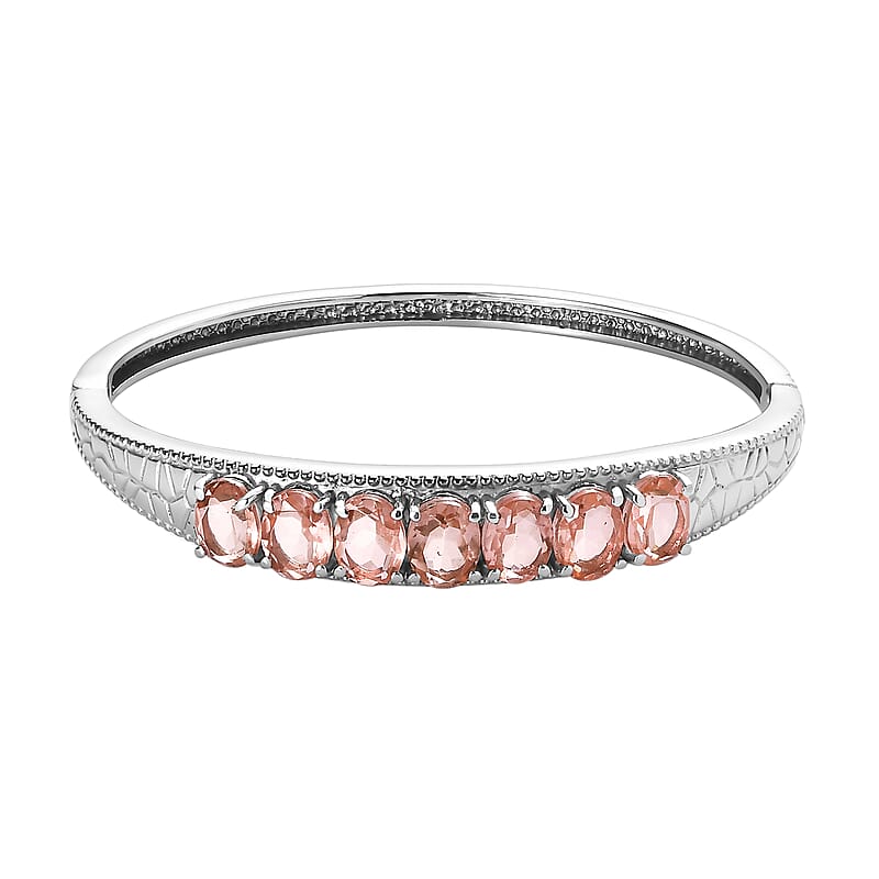 Morganique Quartz (Triplet) 9.40 ctw Bangle Bracelet in Stainless Steel (6.50 In)