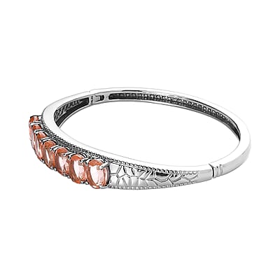 Morganique Quartz (Triplet) 9.40 ctw Bangle Bracelet in Stainless Steel (6.50 In)