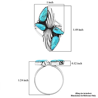 Santa Fe Style Kingman Turquoise Ring in Sterling Silver (Size 10.0) 2.10 ctw